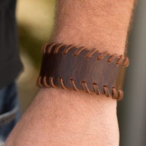 Brown Leather Snap Bracelet